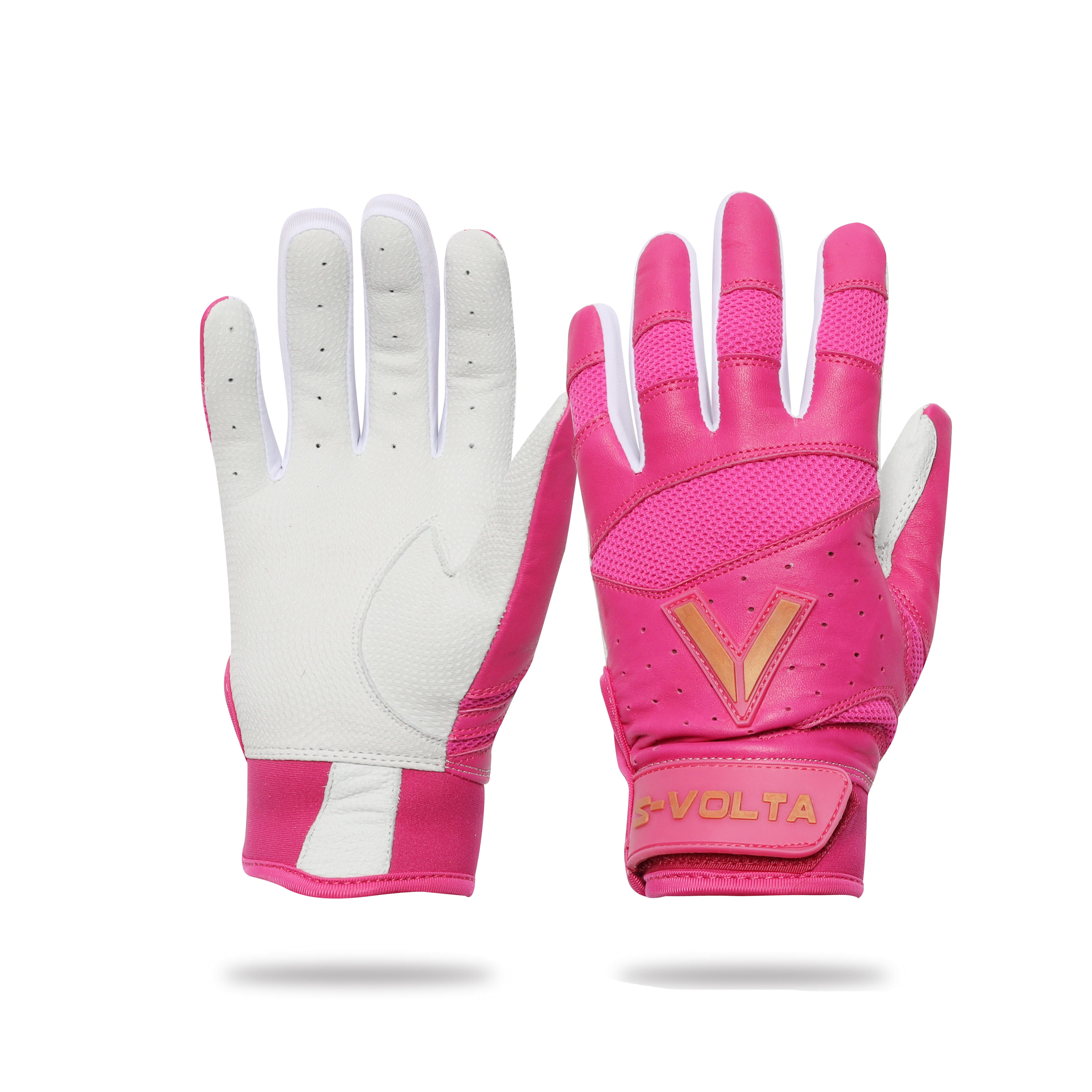 S-VOLTA バッティンググローブ Pink × Gold | 天然皮革のバッティング 