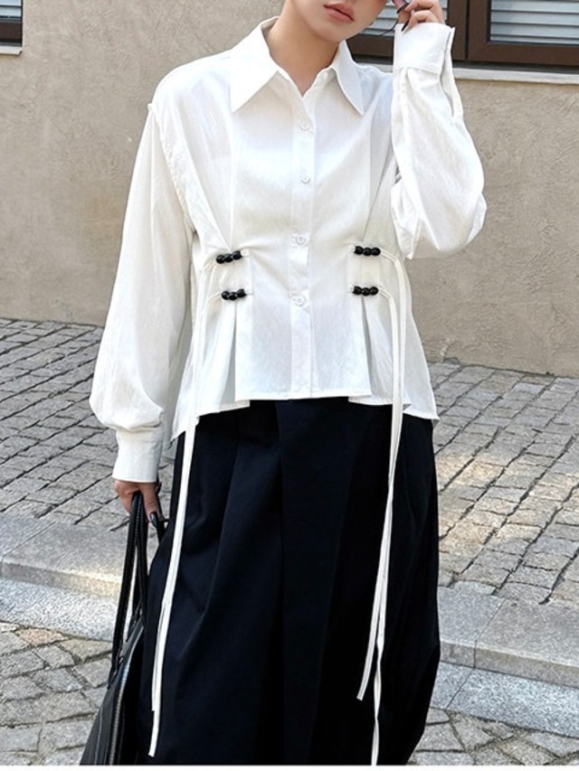 Waist tuck design loose shirt 2color [T2696]