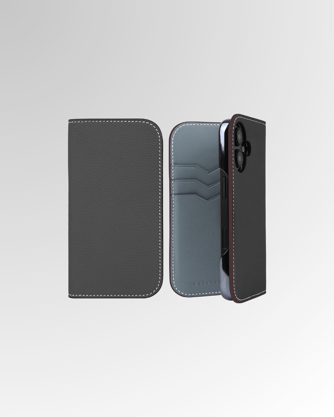 【iPhone16シリーズ】手帳型ケース トゴ グレー×フォグブルー