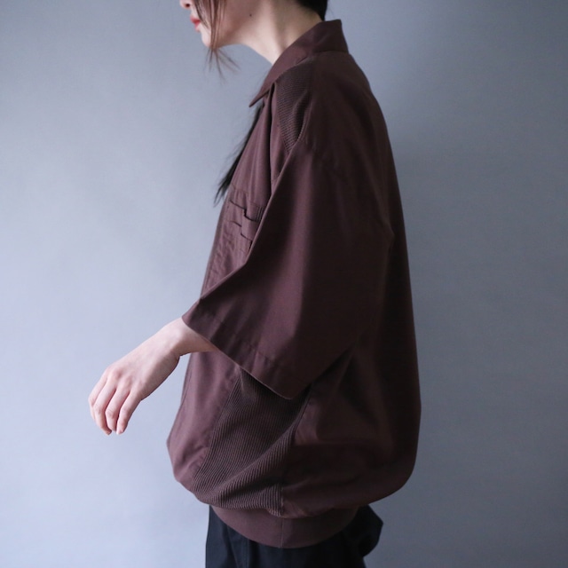 different material pattern over silhouette h/s pullover