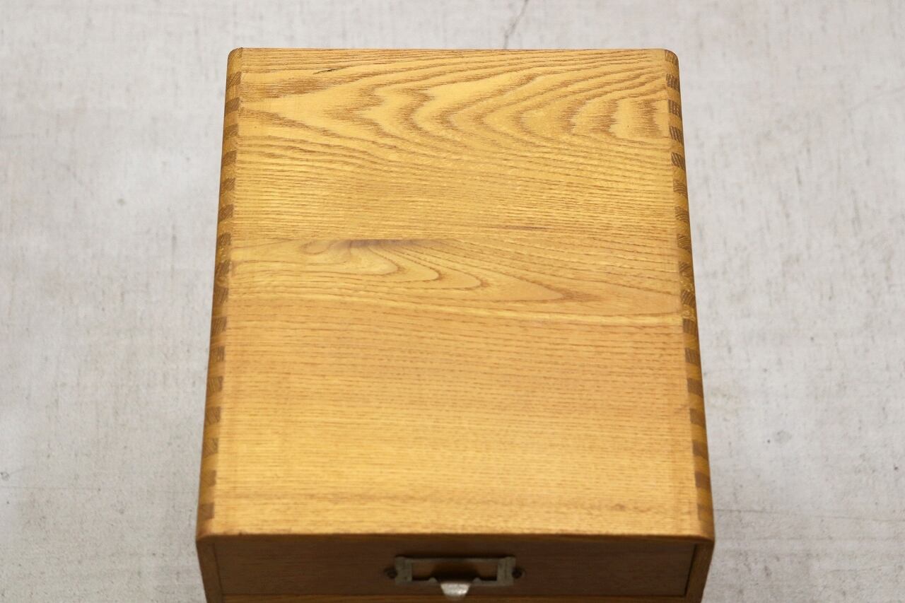 沼津店】レトロ タモ無垢材 6杯 小引き出し 収納 抽斗 書類 小物