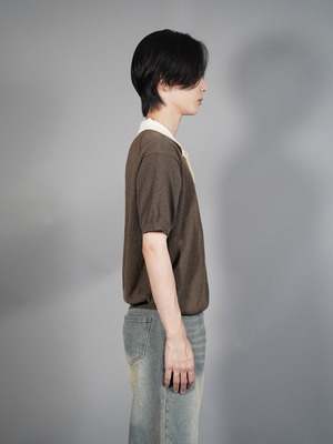 【ALUDE SELECT】Contrast polo knit（3color）