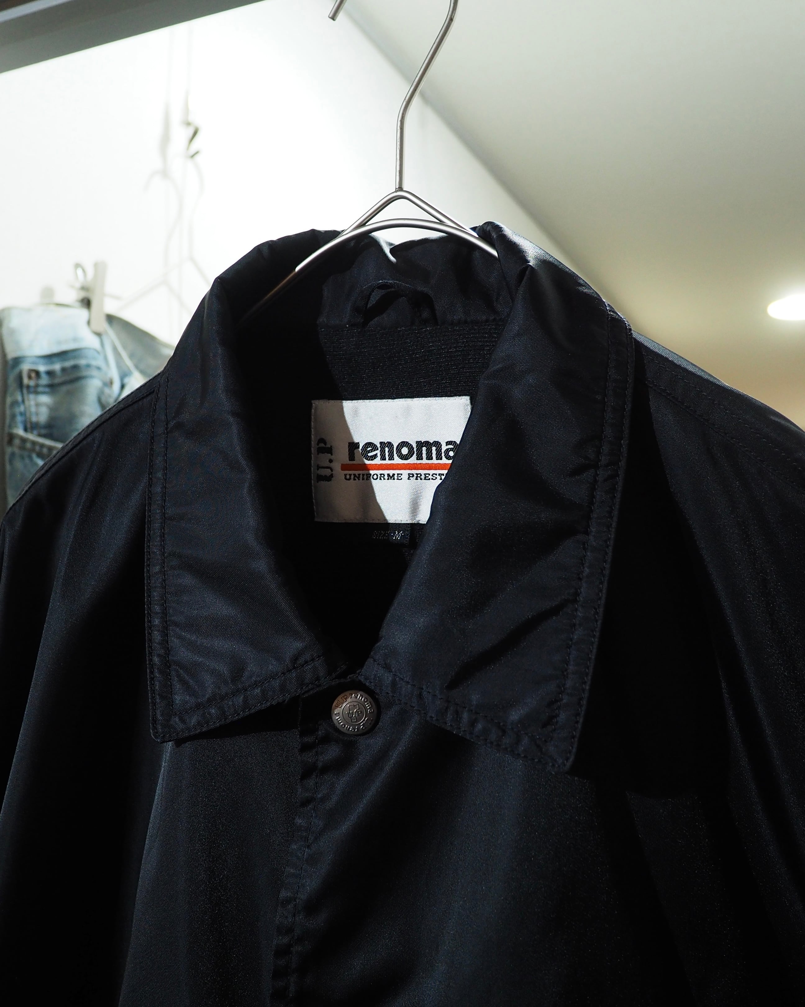 1990s " U.P renoma " Black Shiny Logo Printed Vintage Nylon Coach Jacket
