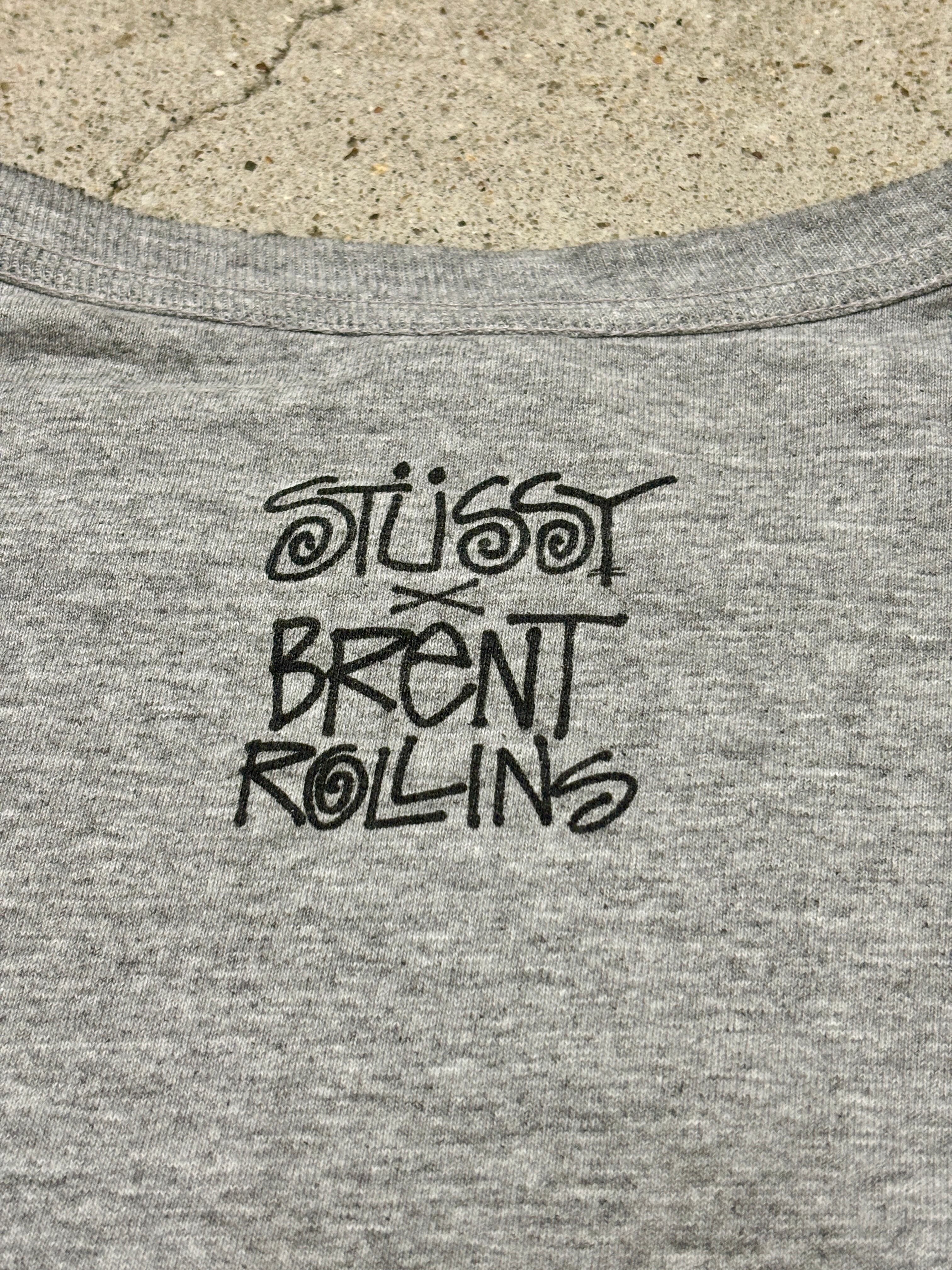 00～10s STUSSY × BRENT ROLLINS/Graphic print L/S Tee/M