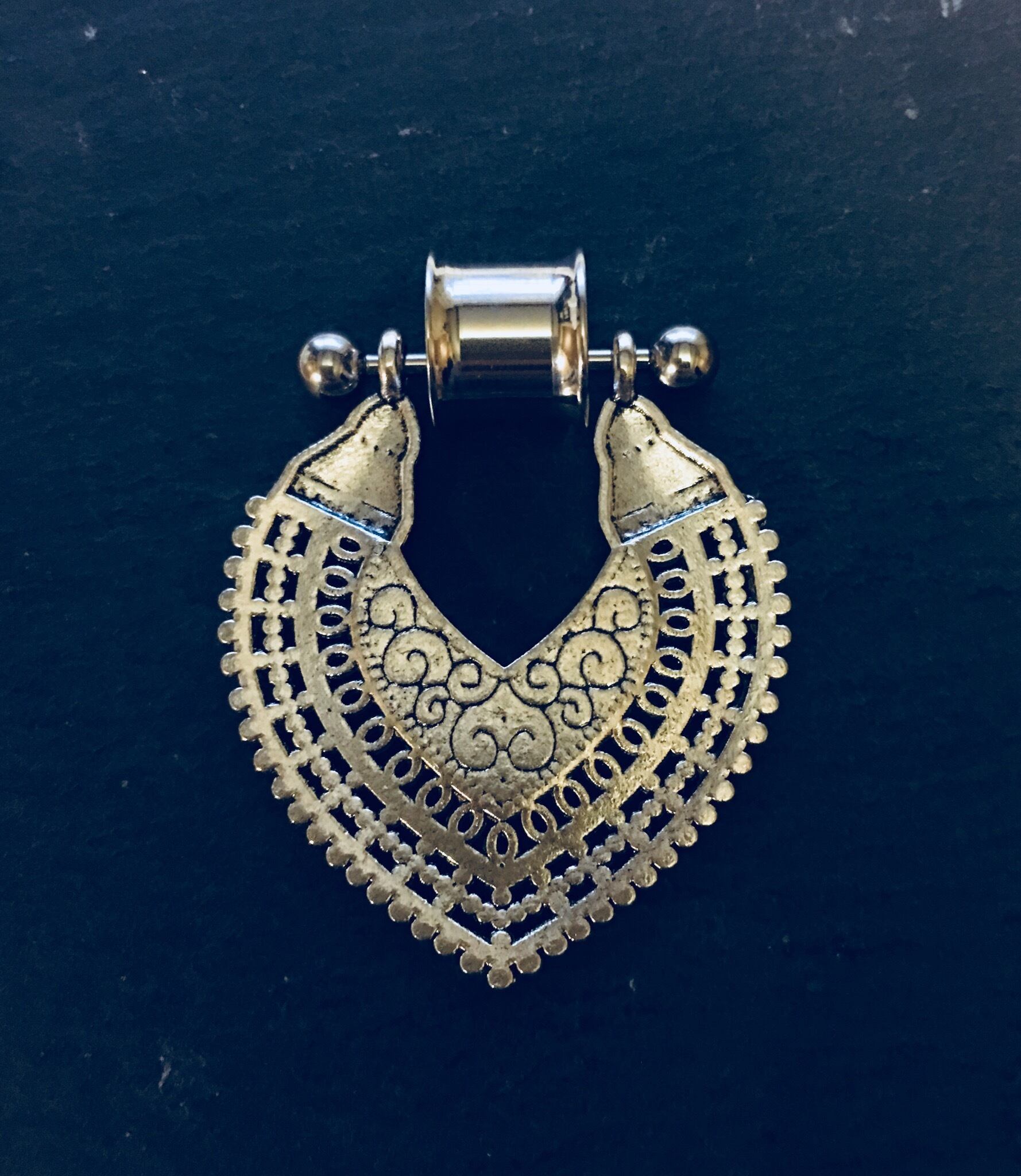 00G 10mm 1pc ストレートバーベル フレア トンネルピアス付き 