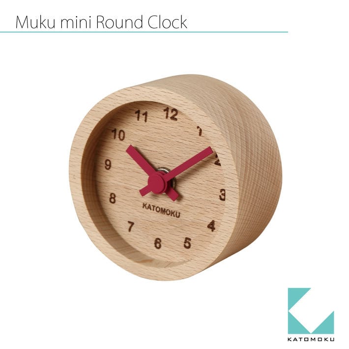 KATOMOKU mini clock 丸 赤 km-26RE | 加藤木工株式会社 online shop