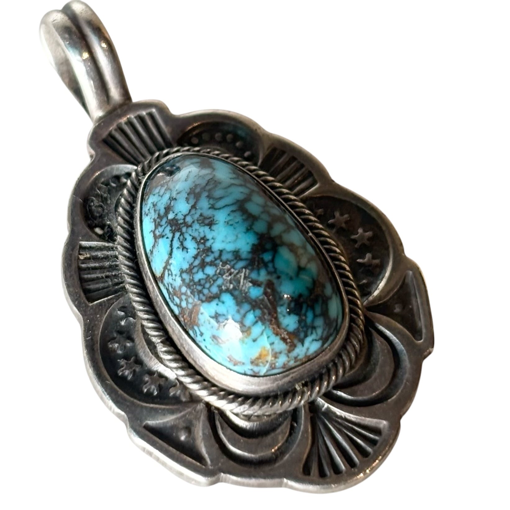 Navajo GARY REEVES Godber/Burnham turquoise silver pendant | NOIR