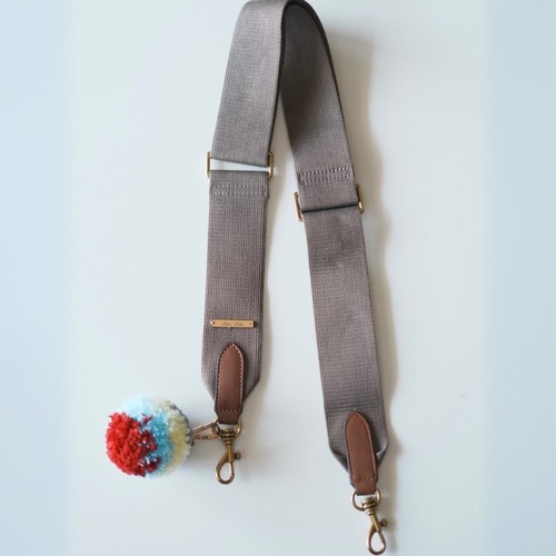 Bag Strap with Ponpon / Dark Taupe