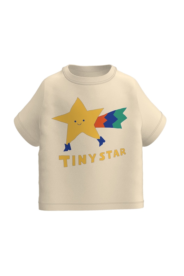 TINY COTTONS - TINY STAR TEE / light cream