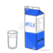 牛乳と牛乳パック　milk and milk cartons
