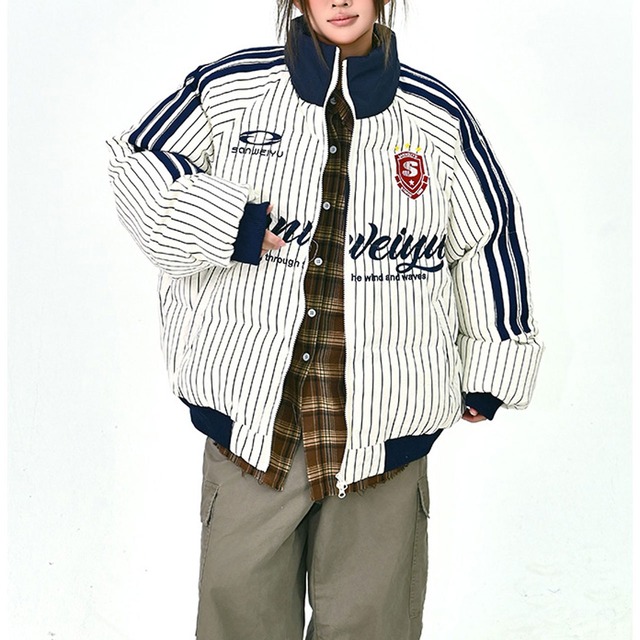 ストライプカレッジロゴスポーティブルゾン 2col R01251