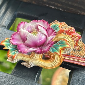 アンティークToshikaneJewelly  俊兼の大きな牡丹扇の帯留め　