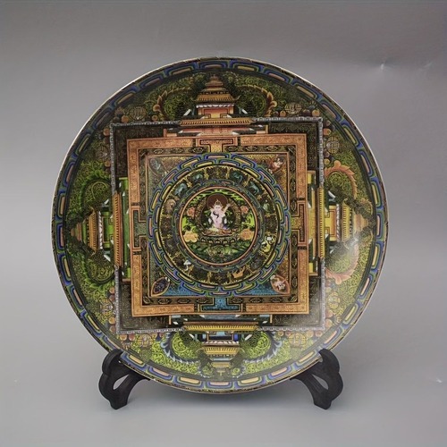 アンティークセラミックアートプレート プレートディスプレイスタンド 菩薩像ディスプレイ手工芸品 ヴィンテージ 装飾プレート セラミック壁掛けプレート 家の装飾のための装飾プレート 手描きのセラミックプレート 中国風の装飾プレート 古物民俗コレクション