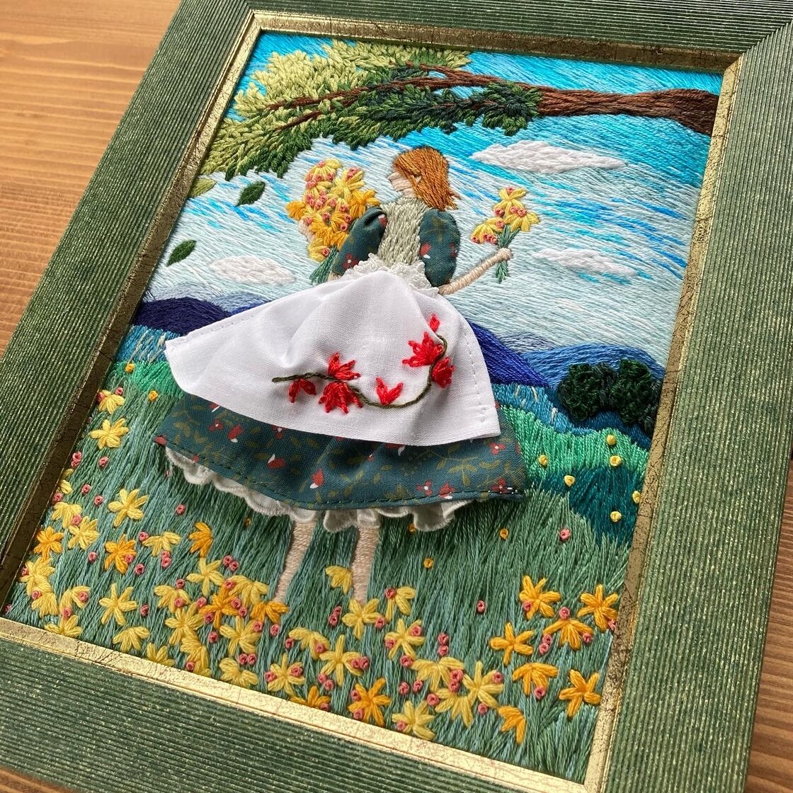 野花の香り」刺繍絵 刺繍絵画の額縁アート | Pay ID