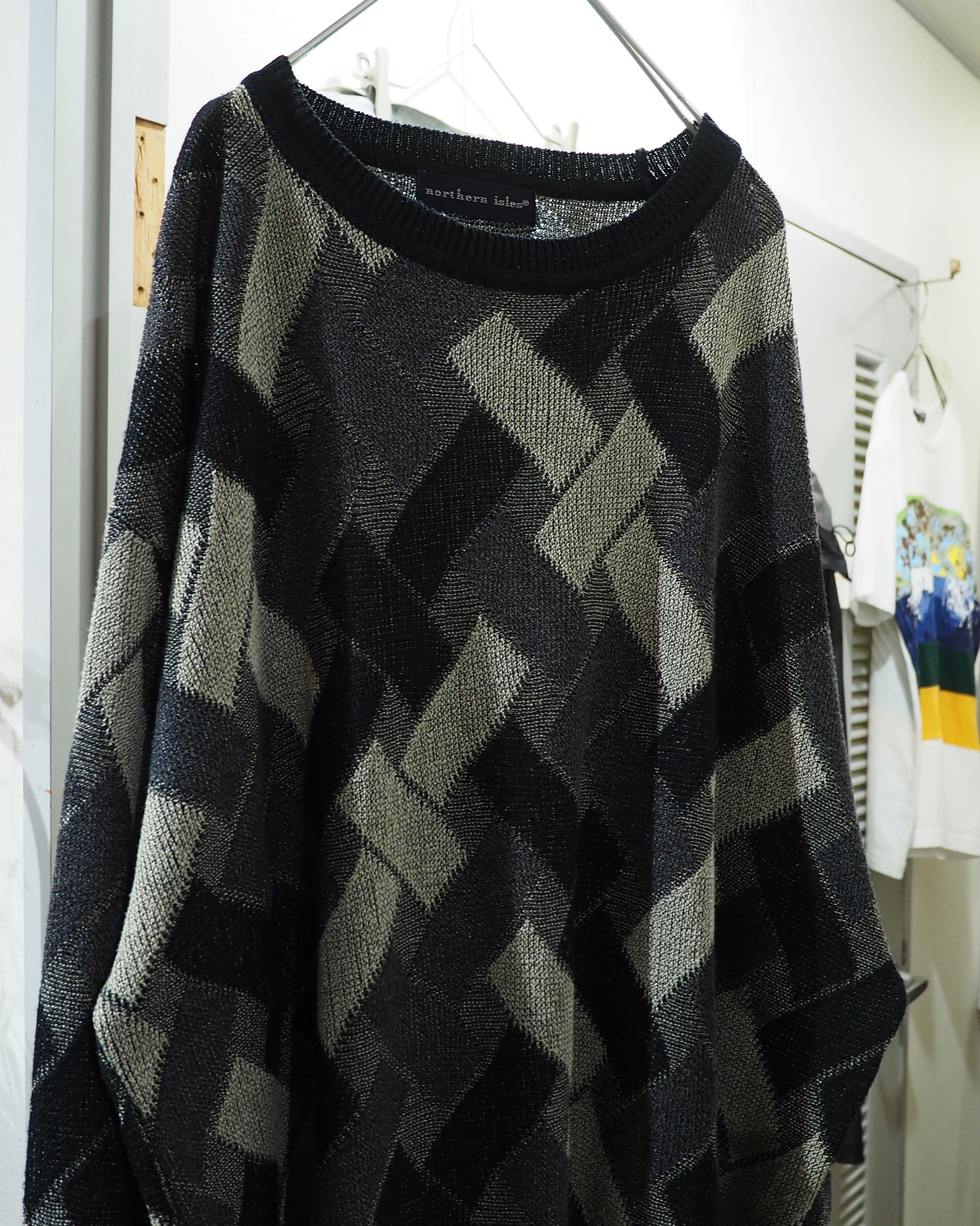 1990s " northern isles " Monotone Intrecciato Pattern Vintage Loose Knit