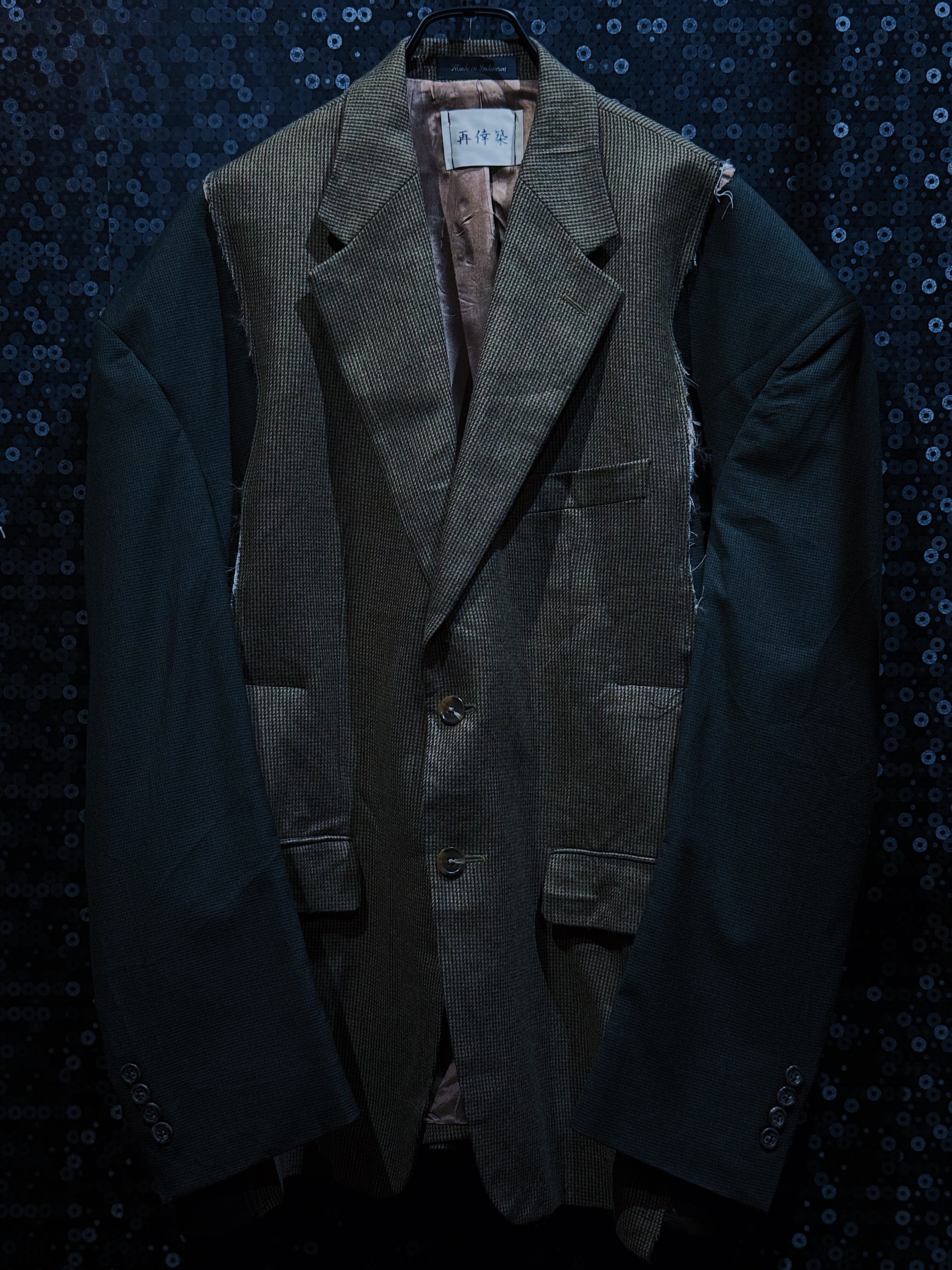 【ÆIEM】"再倖築"vintage back squeezed double docking tailored jacket
