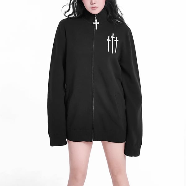 クロスジッパートリプルクロスジップアップニットジャケット(ruf_02568)