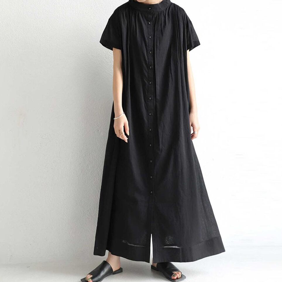 ブラック半袖ロングシャツ Torakaju ブラック半袖ロングシャツ Torakaju