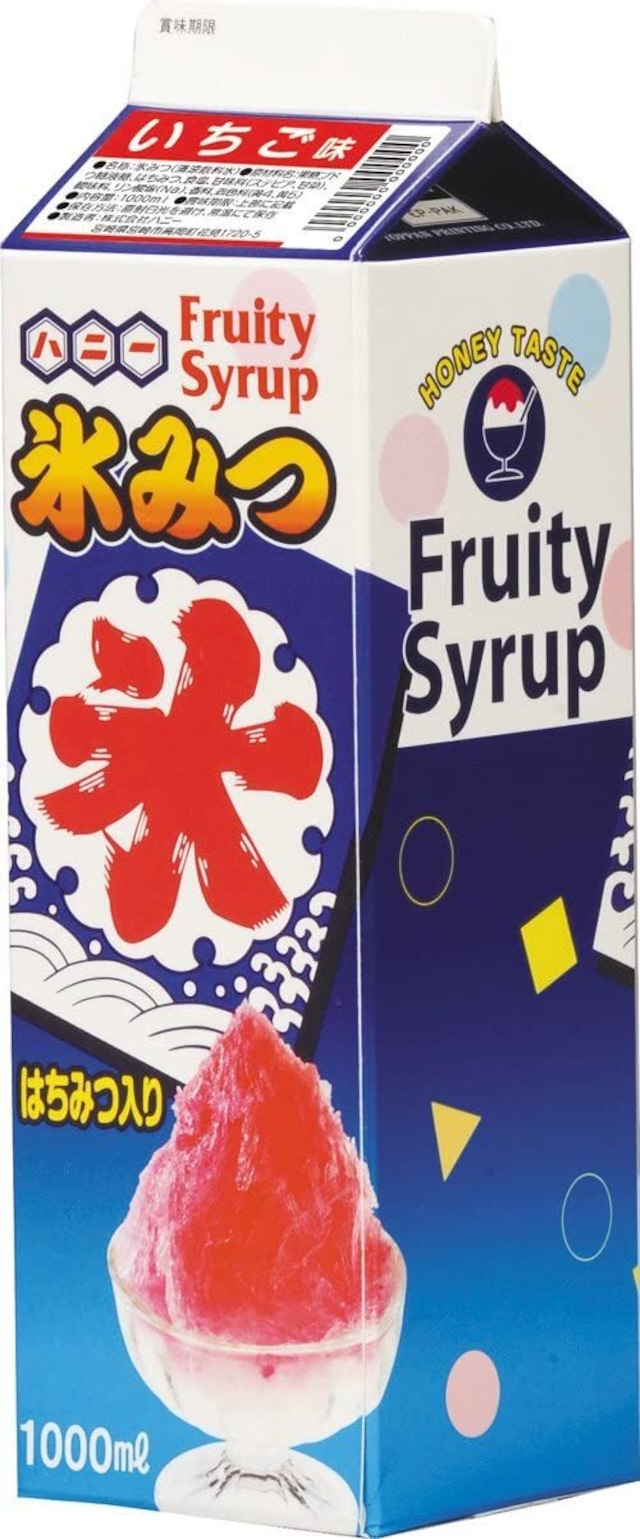 かき氷シロップ 業務用 レギュラー・タイプ1000mL ハニー製　紙パック