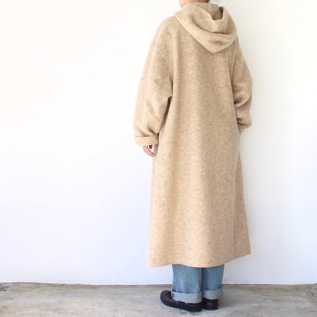 IKITSUKE ウールフードロングコート Wool Hooded Long Coat （Beige