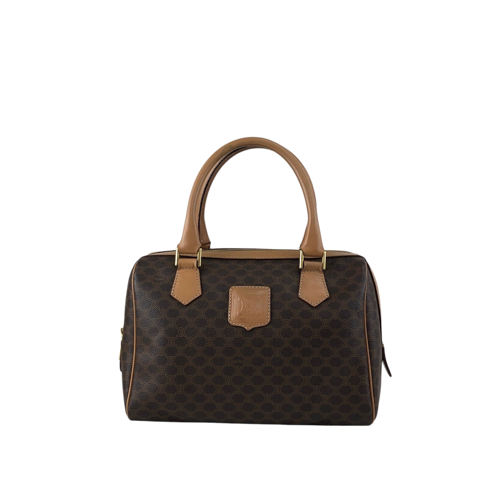 CELINE セリーヌ マカダム ハンドバッグ ブラウン ブラゾン型押し PVC CELINE セリーヌ マカダム ハンドバッグ ブラウン ブラゾン型押し PVC