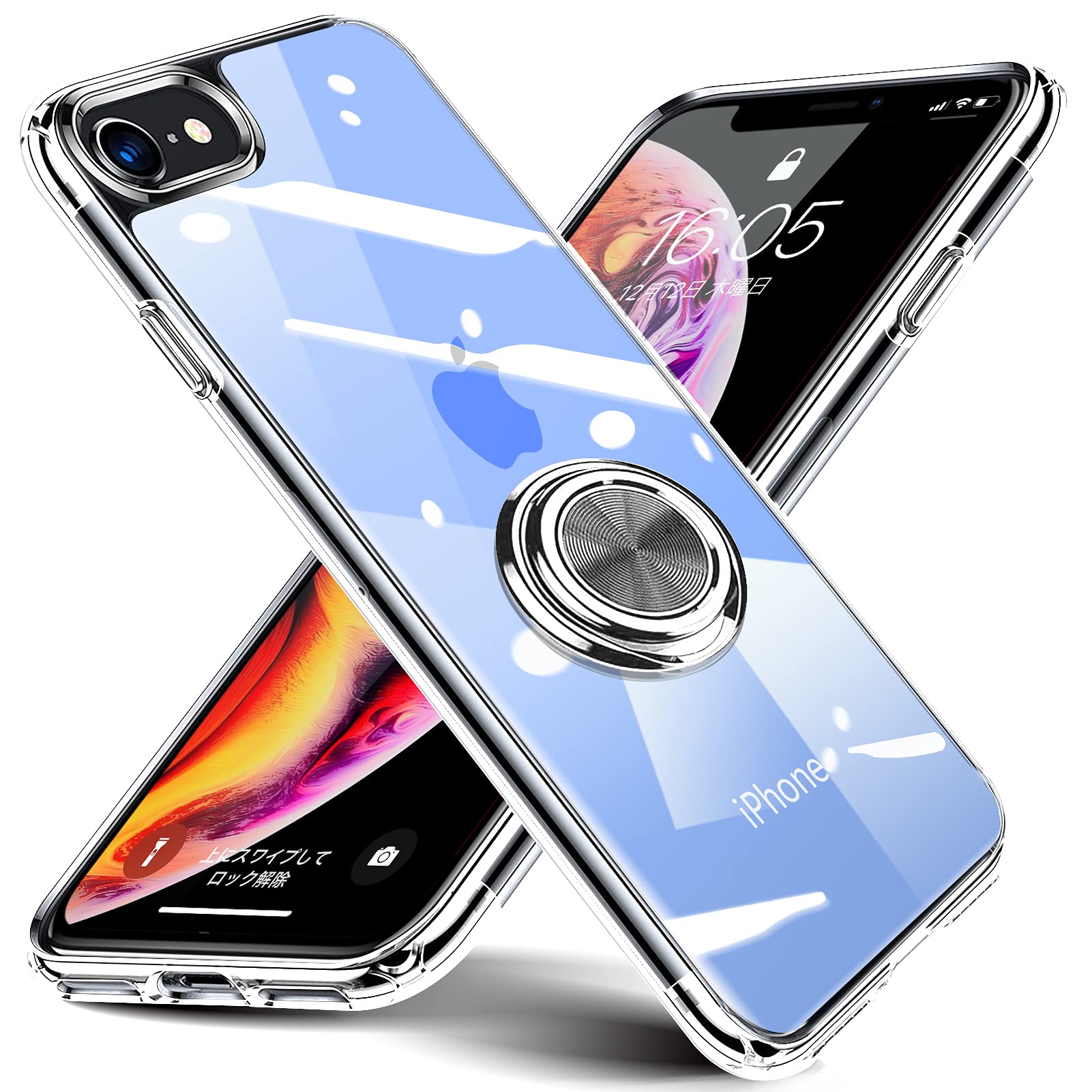 WZOYXOC と互換性のある iPhone SE3/SE2/8/7 用のケース リング 透明 柔軟 メッキ加工 TPU 耐衝撃 シルバー