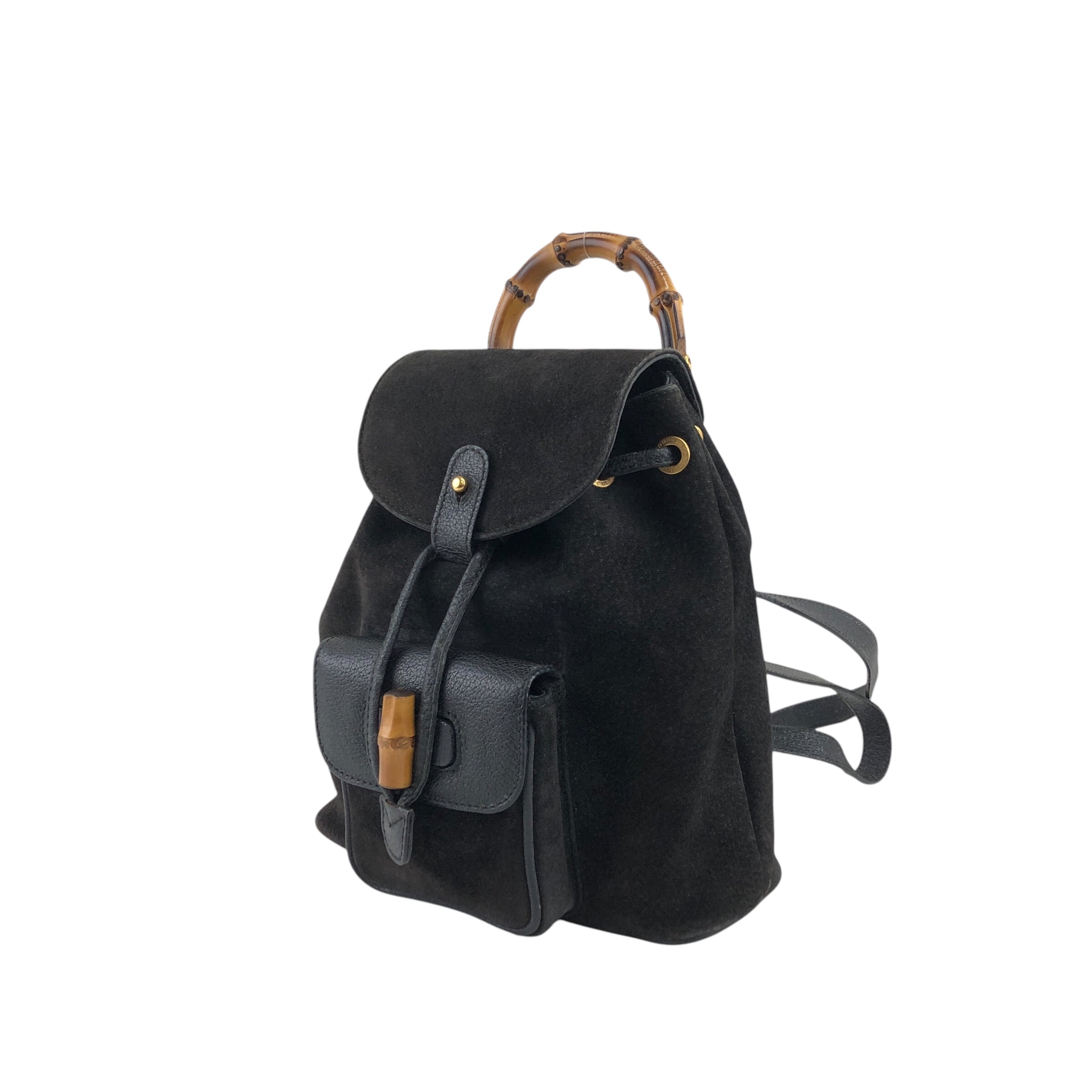 GUCCI グッチ バックパック ブラック バンブー スエード vintage