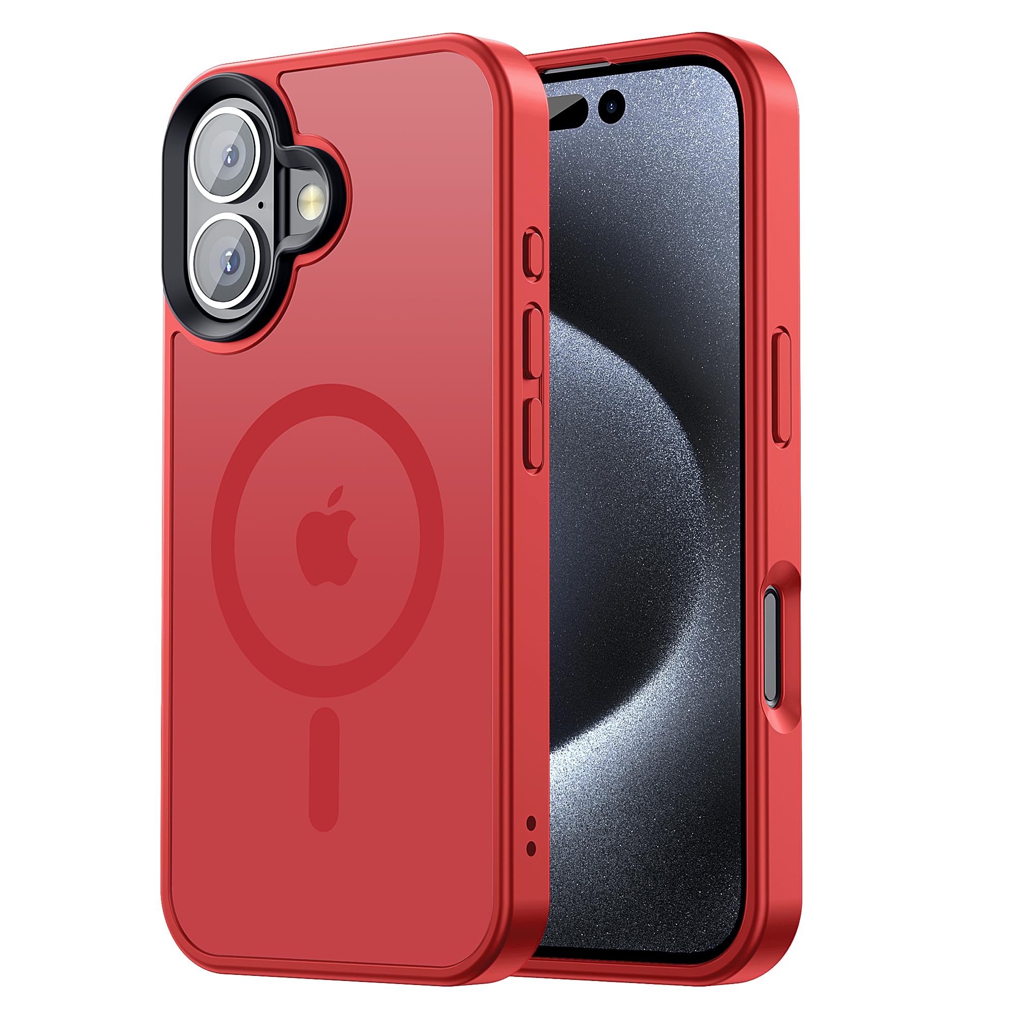 【米軍規格・MagSafe対応】Gtsoho iPhone 16 Plus ケース マグネット搭載 ワイヤレス充電 耐衝撃 耐久性 全面保護 黄ばみなし ストラップホール付き イフォン 16 Plus 用 カバー マグセーフ対応 レッド
