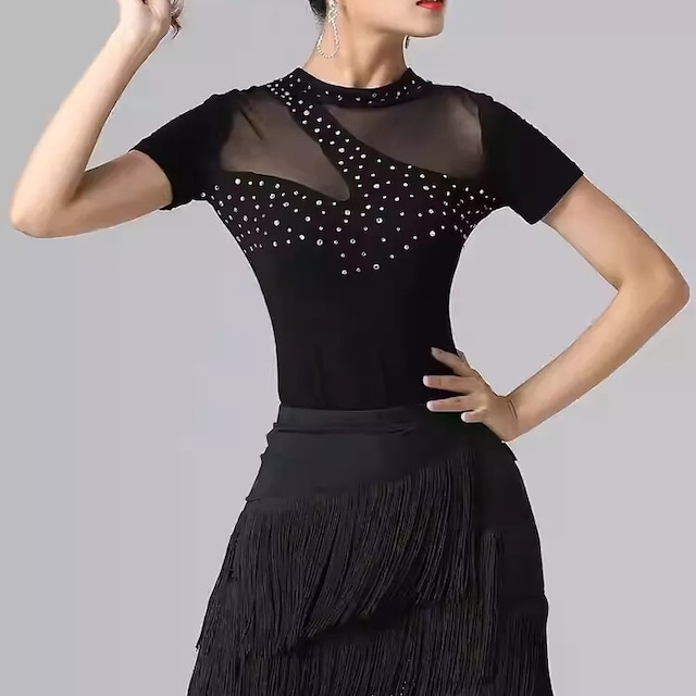 シースルースリーブ メッシュカット ビジュー カットソー ds1453