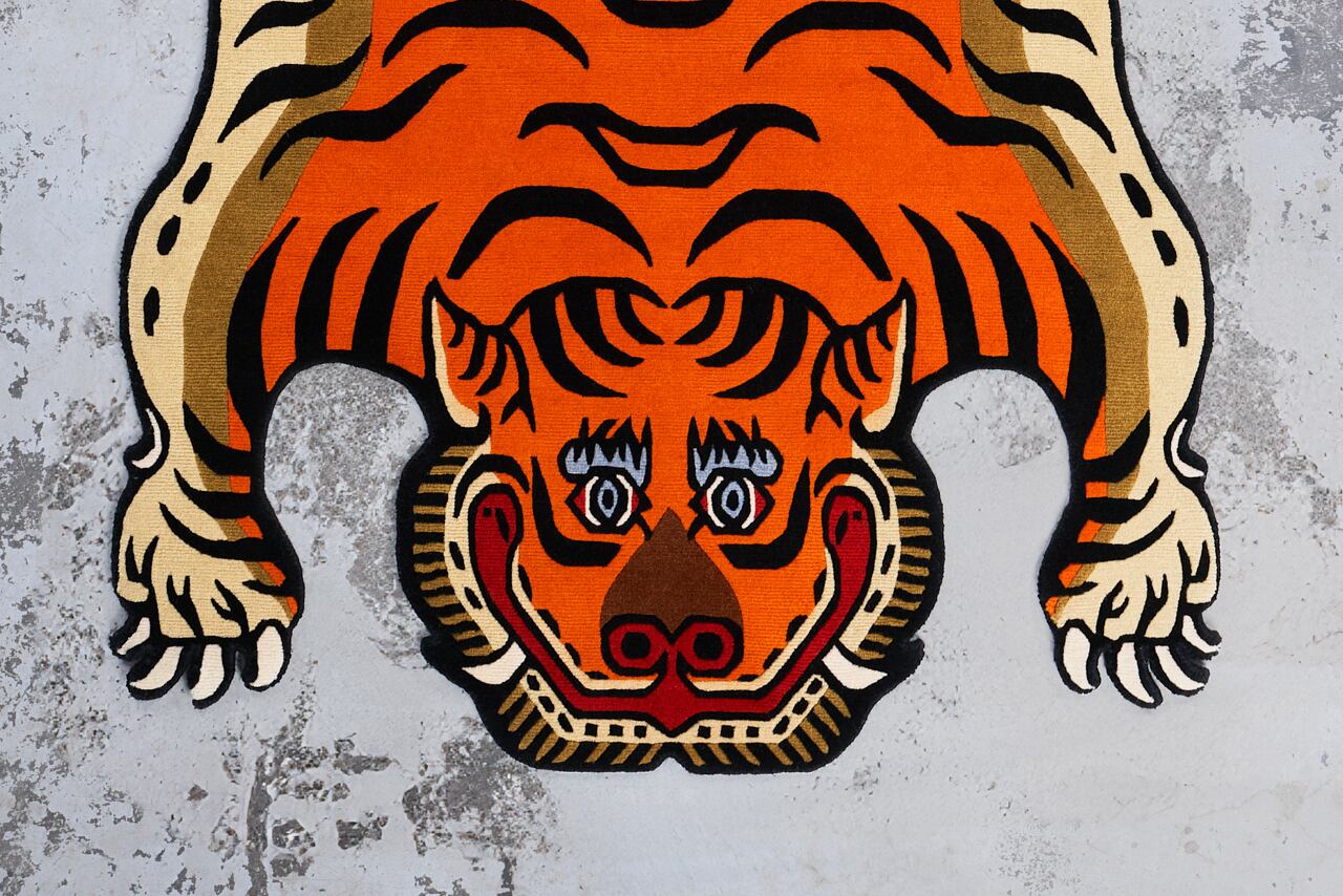 【お値下げ】チベタンタイガーラグ　Lサイズ　ウール　slowtiger Tibetan Tiger Rug 《Lサイズ•ウール324》チベタンタイガーラグ
