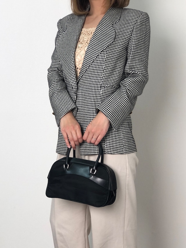 PRADA プラダ ハンドバッグ ブラック トライアングルロゴ レザー ミニボストン vintage ヴィンテージ オールド ezhmex