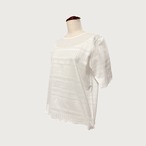 二の腕が隠せる 切り替え レース シフォンTシャツ｜ホワイト｜サムネイル2
