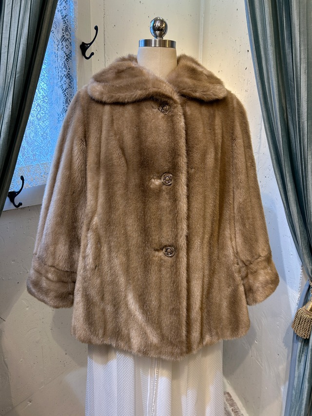 60's70's brown faux fur coat