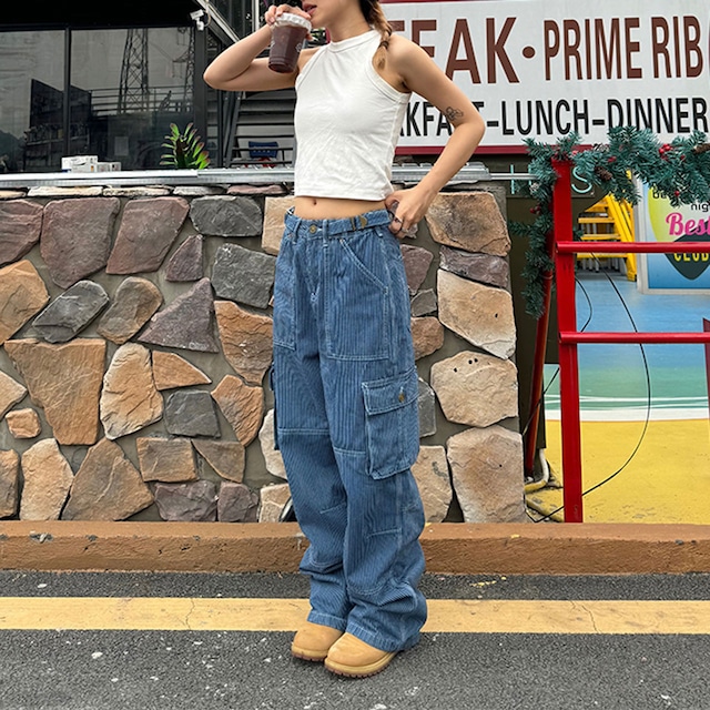 ピンストライプマルチポケットパンツ R00569