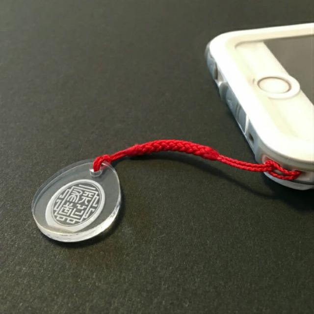 丸に三つ組み合わせ鱗｜家紋ストラップ（000401）