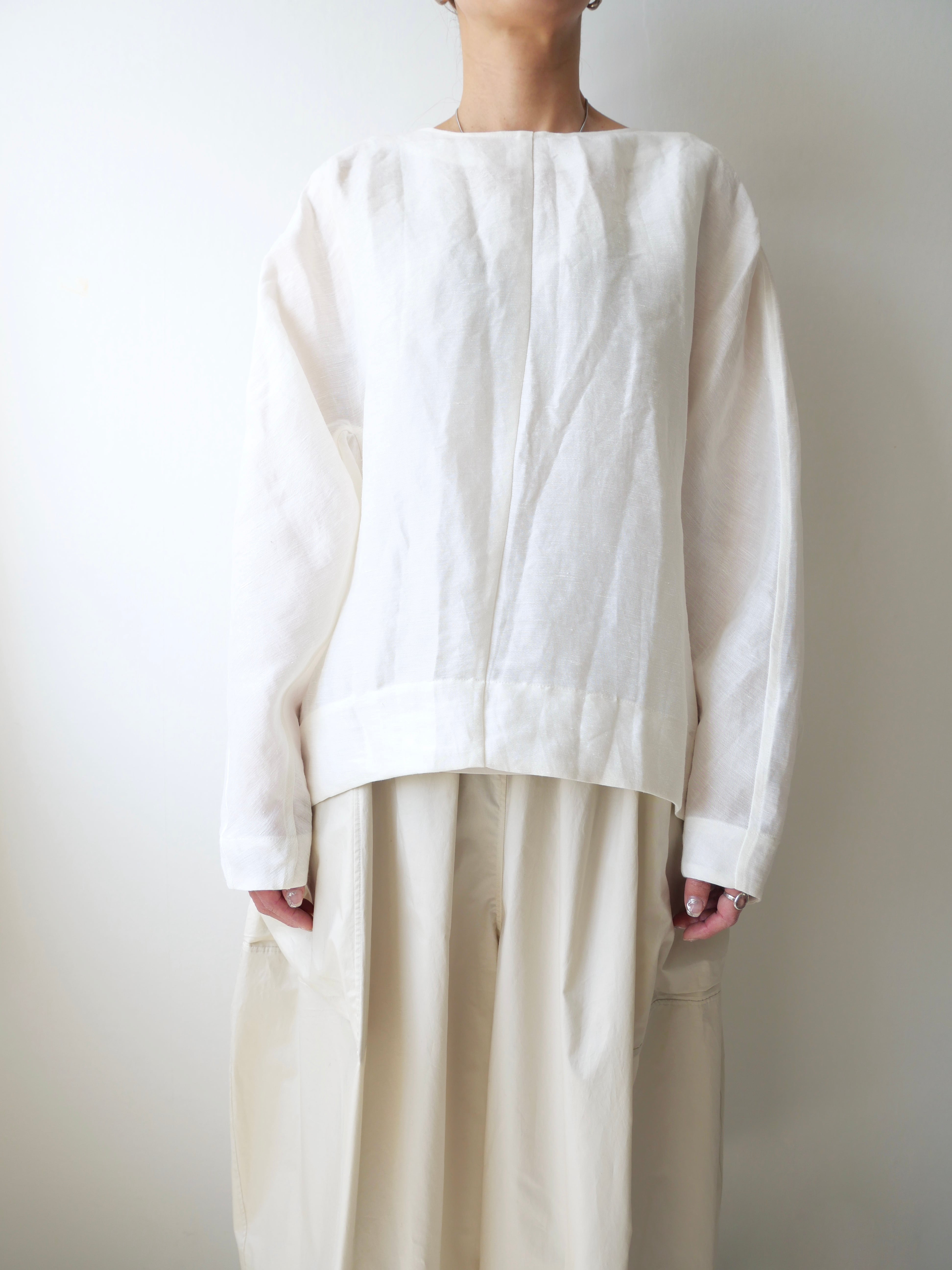 TENNE HANDCRAFTED MODERN / linen cupra pullover( WHITE・BLACK )