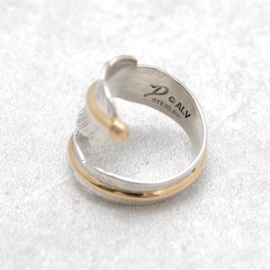 【INDIAN JEWELRY インディアンジュエリー】Navajo Feather Ring ANNE VALENCIA ナバホ族 フェザーリング アン・ヴァレンシア作 14KGF