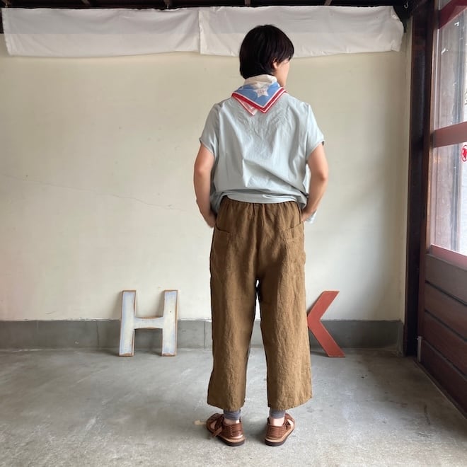 快晴堂 レディース パンツ Girl'sベルギーリネンの大きな水玉 斜め