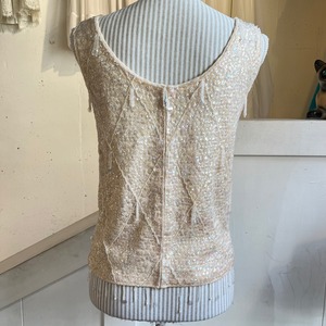 60's ivory spangles beads knit tops