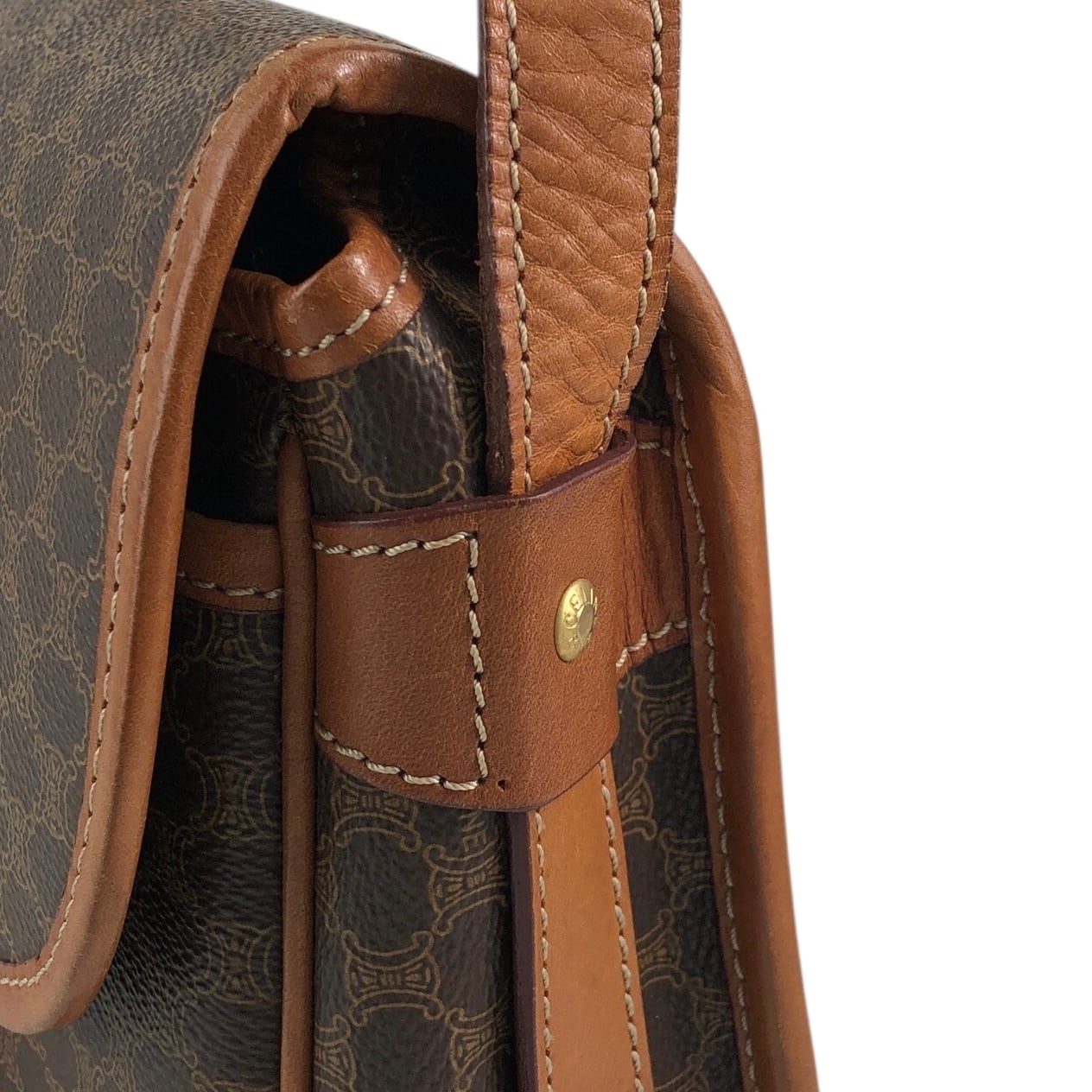 CELINE セリーヌ マカダム ショルダーバッグ ブラウン ブラゾン型押し