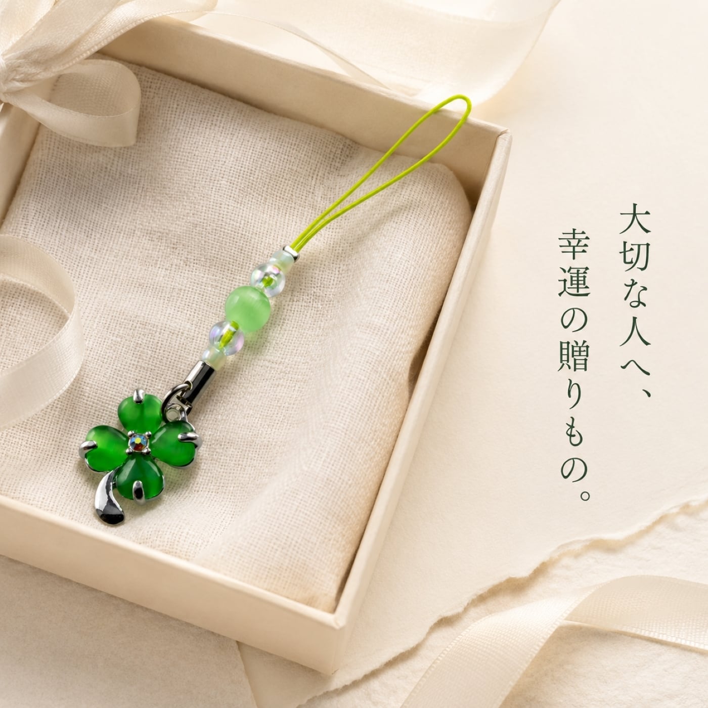 四つ葉のクローバー守 2個セット ピンク・グリーン