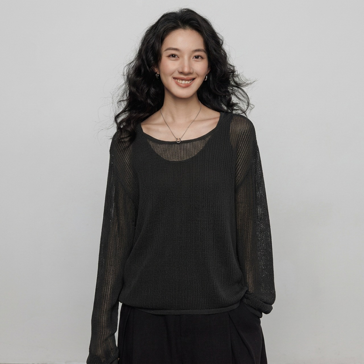 シアーメッシュニット＆タンクトップ 2点セット   4colors  26076・画像10
