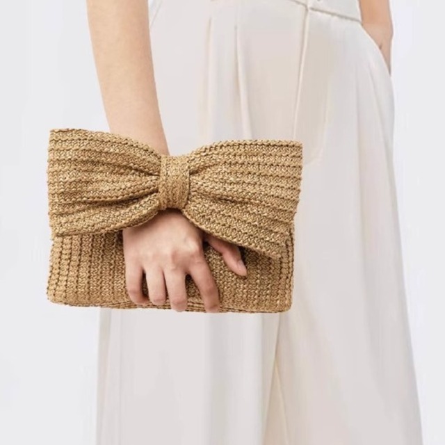 4col.リボンモチーフクラッチバッグ　ハンドバッグ　S0287