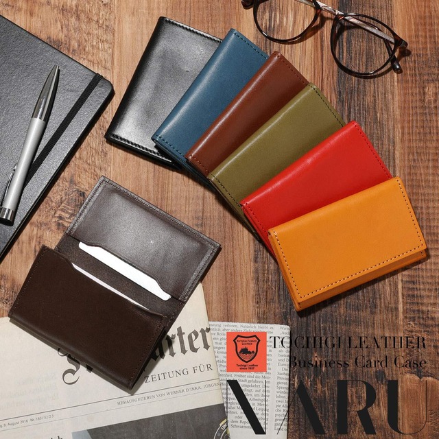 [NARU] 本革 栃木レザー 名刺入れ メンズ レディース 名刺ケース カードケース おしゃれ 人気 ブランド 日本製 (ネイビー)