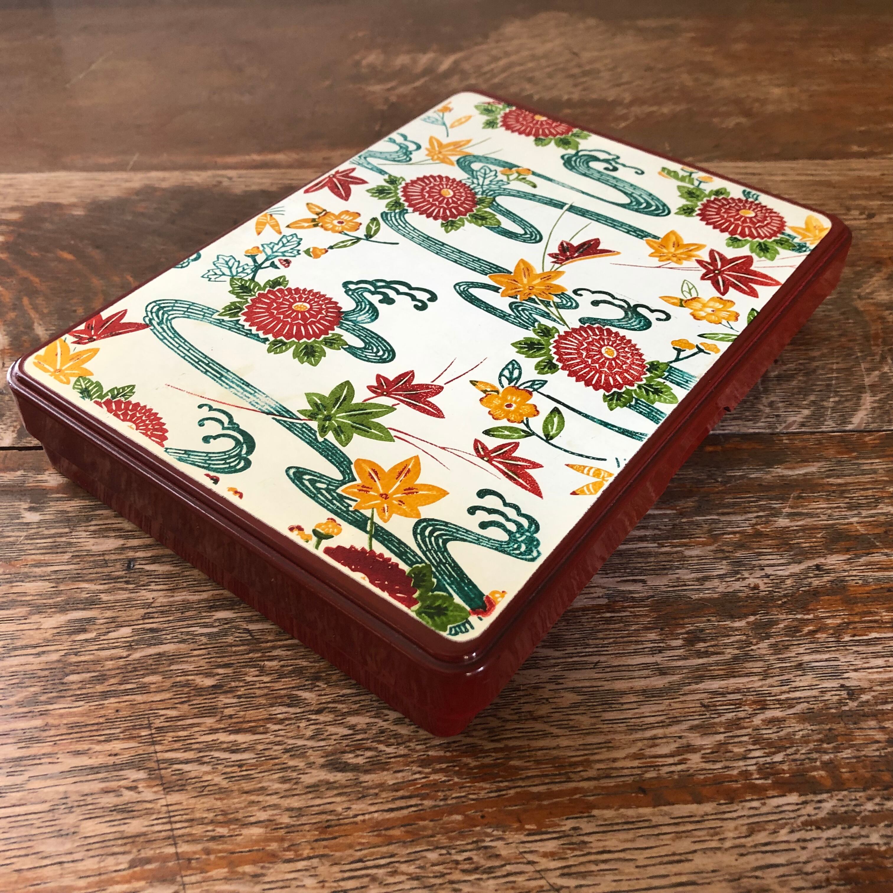 木製 硯箱 花柄装飾 木製 硯箱 花柄装飾