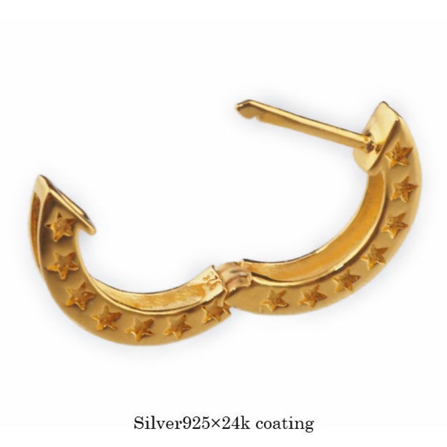 スターフープピアス サイド 星 Silver925 スターピアス シンプル フープピアス シルバー925 24k Coating メンズ レディース ピアス 片耳販売 片耳価格 Abalent