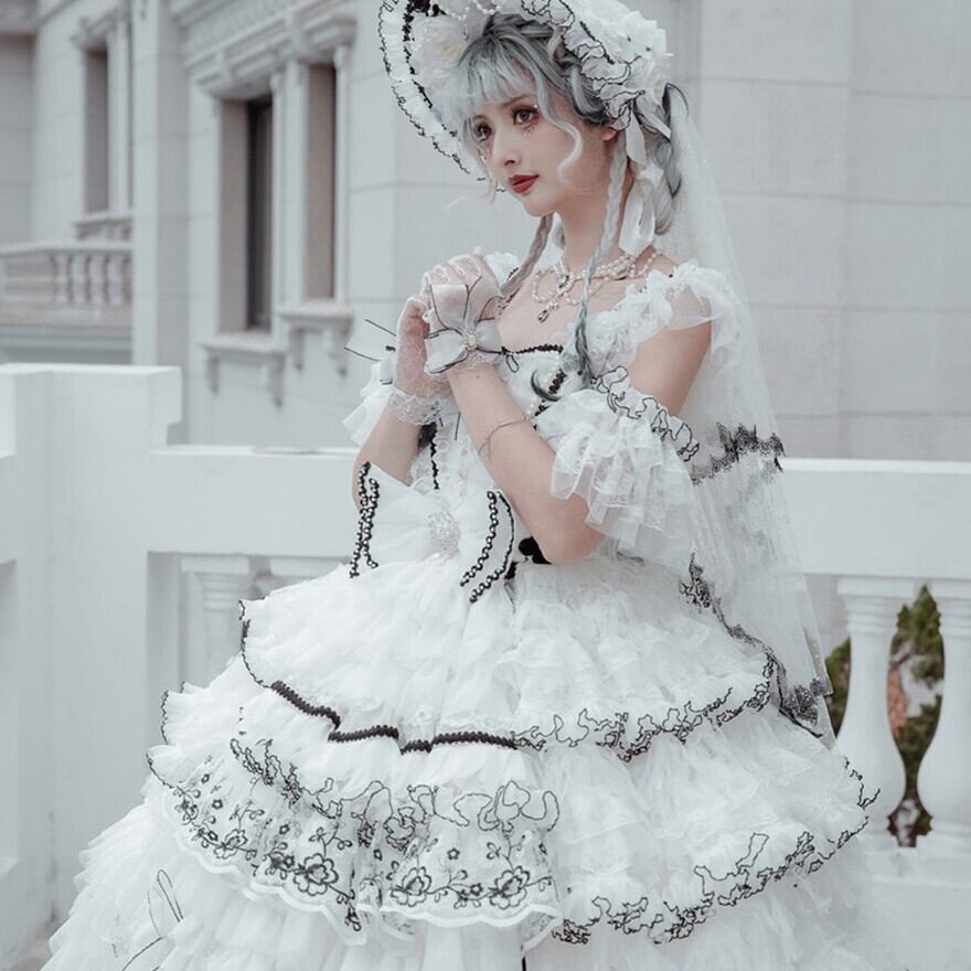 甘ロリ 猫妖精JSK ホワイトロリィタ×シフォン 撮影会向け｜WithU