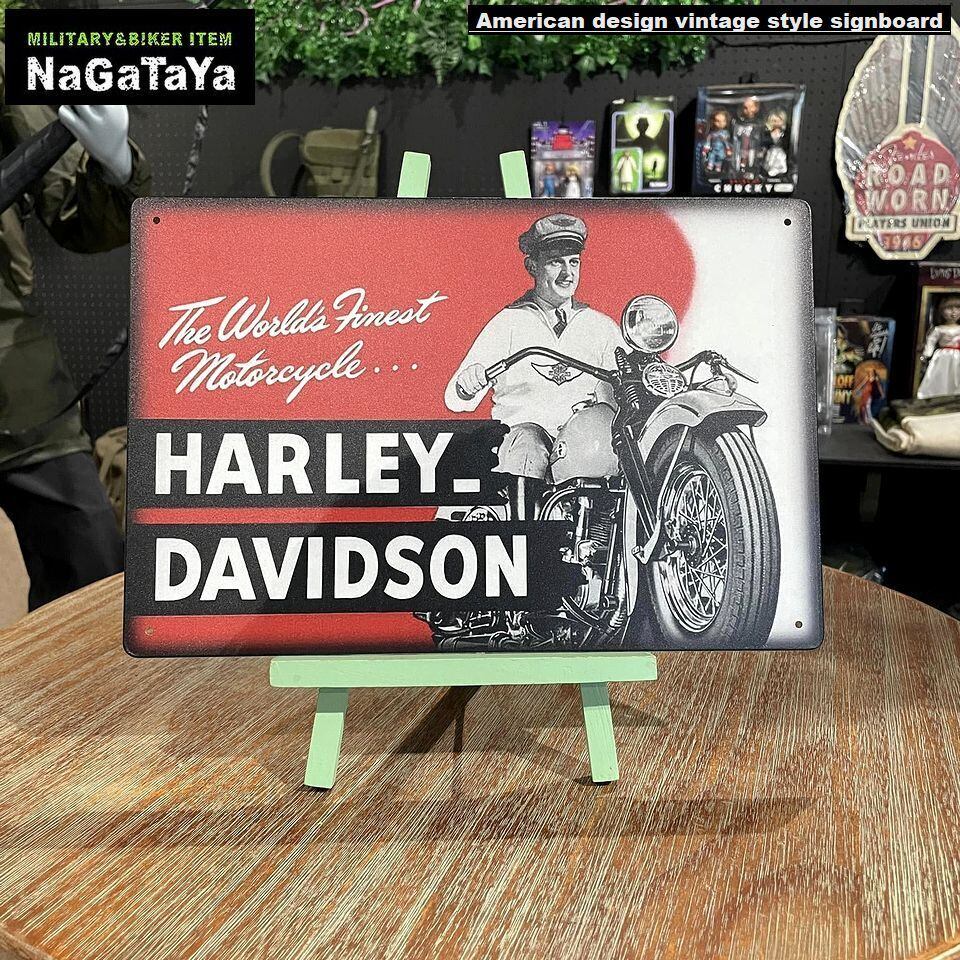 ビンテージ 大型 看板 Harley Davidson 怖い 幅76cm / ガレージ
