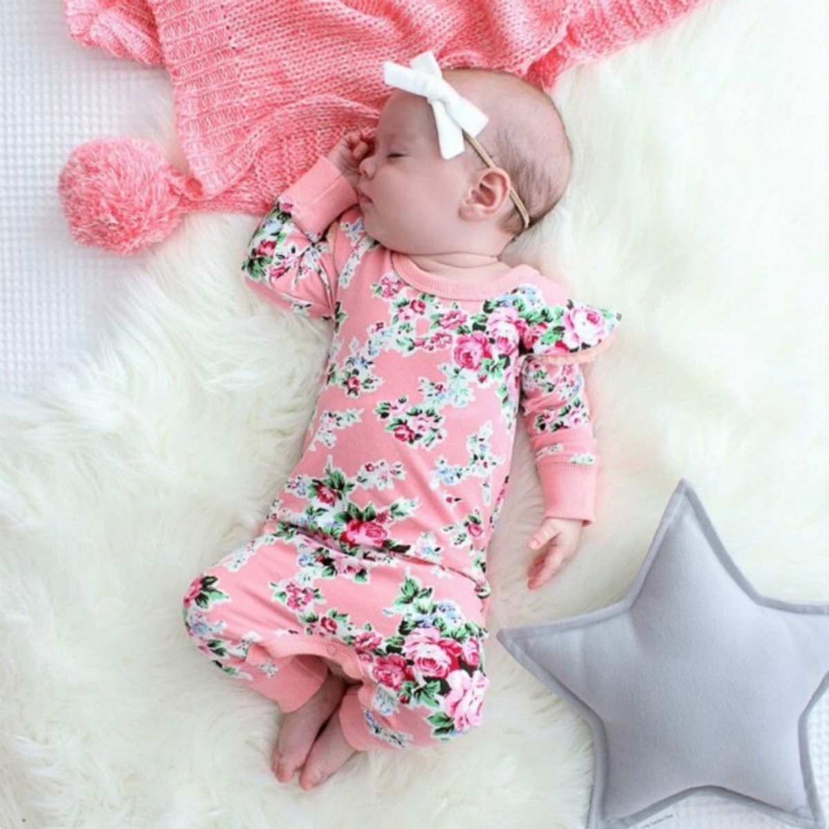 ロンパース 長袖 ベビー ピンク 新生児 幼児 子供 女の子 赤ちゃん 