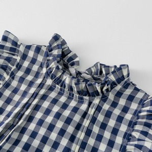 夏チェック柄肩フリルベスト＆ボトムスセット